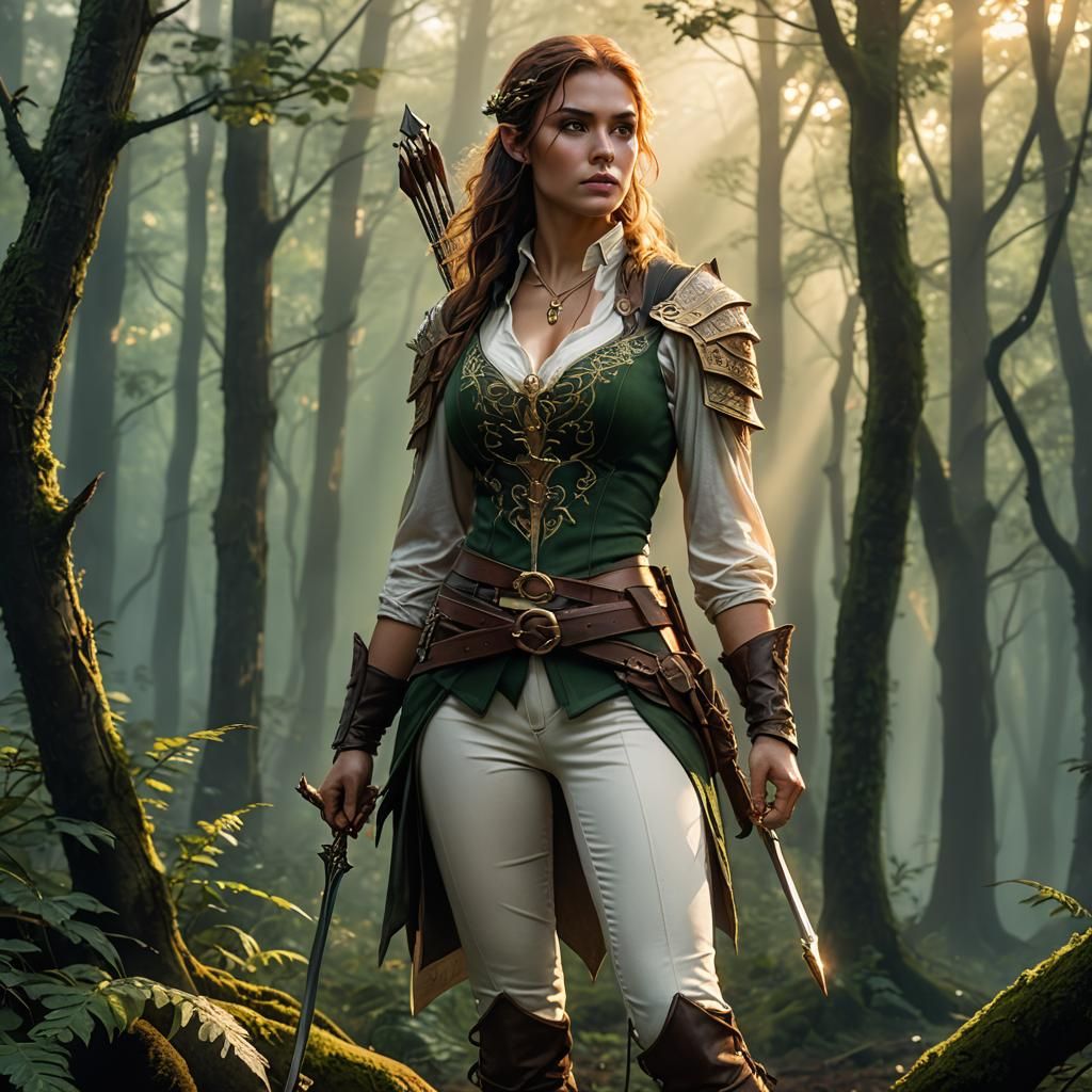 Half-Elf Ranger in Misty Forest: Fantasy Concept Art