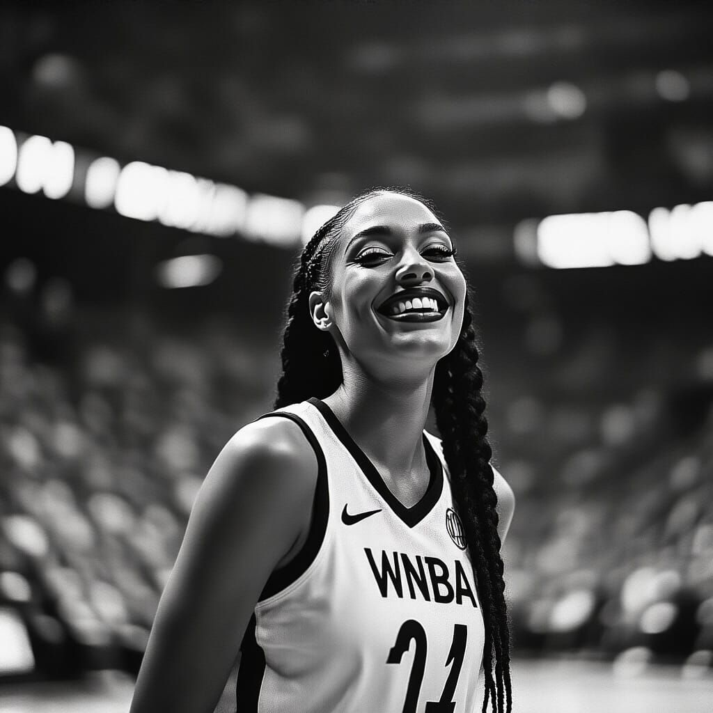 Angel Reese Free Throw in Hyperrealistic Style