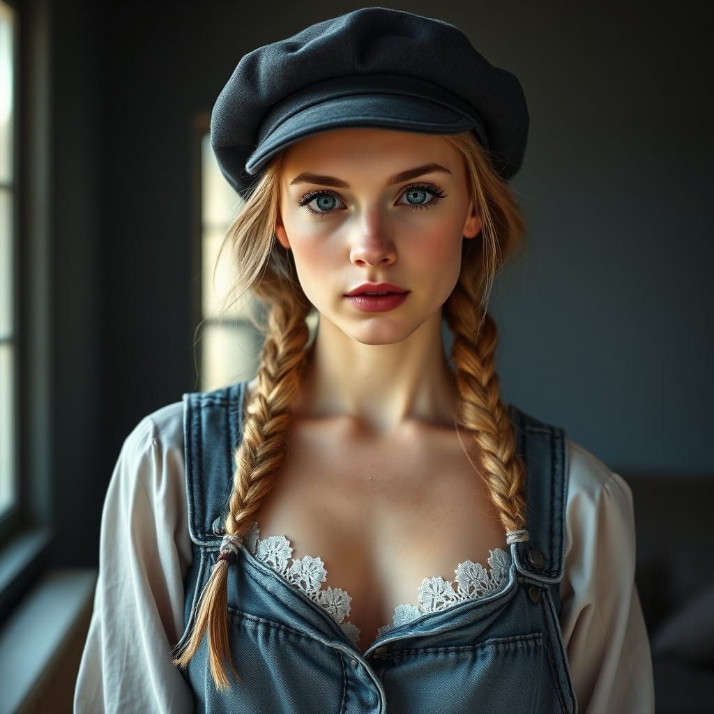 Serene Swedish Beauty in Charcoal Grey