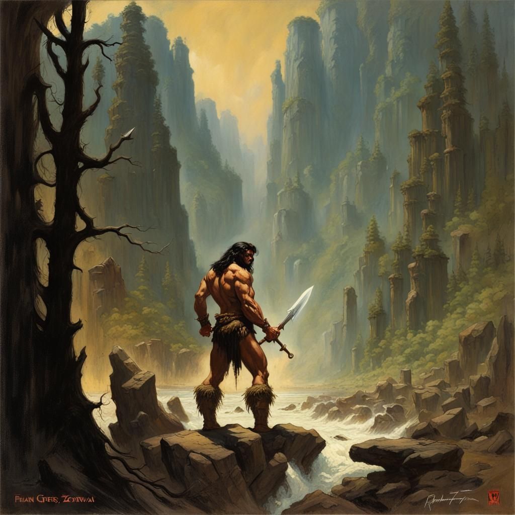 Wild Western World: A Frank Frazetta-Style Painting