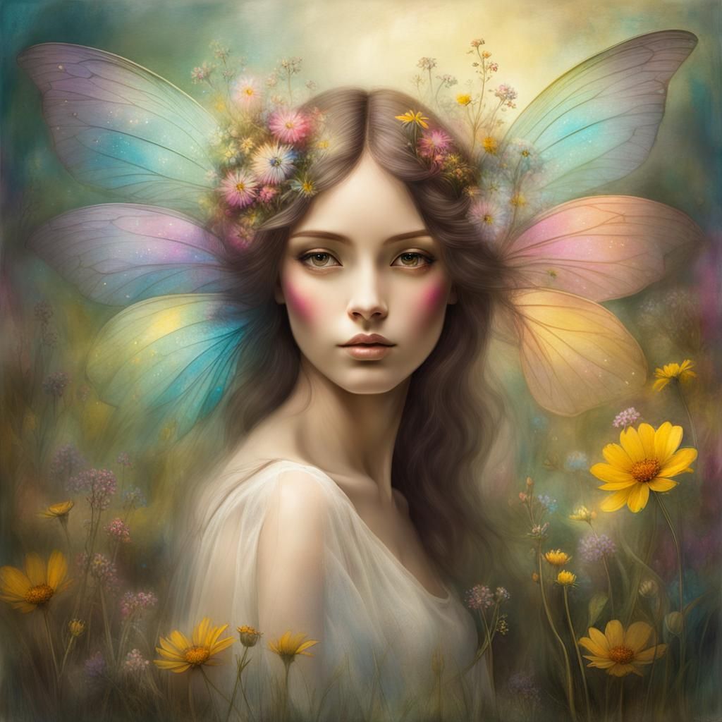Ethereal Fairy Portrait with Glowing Orb, Pacheco Style