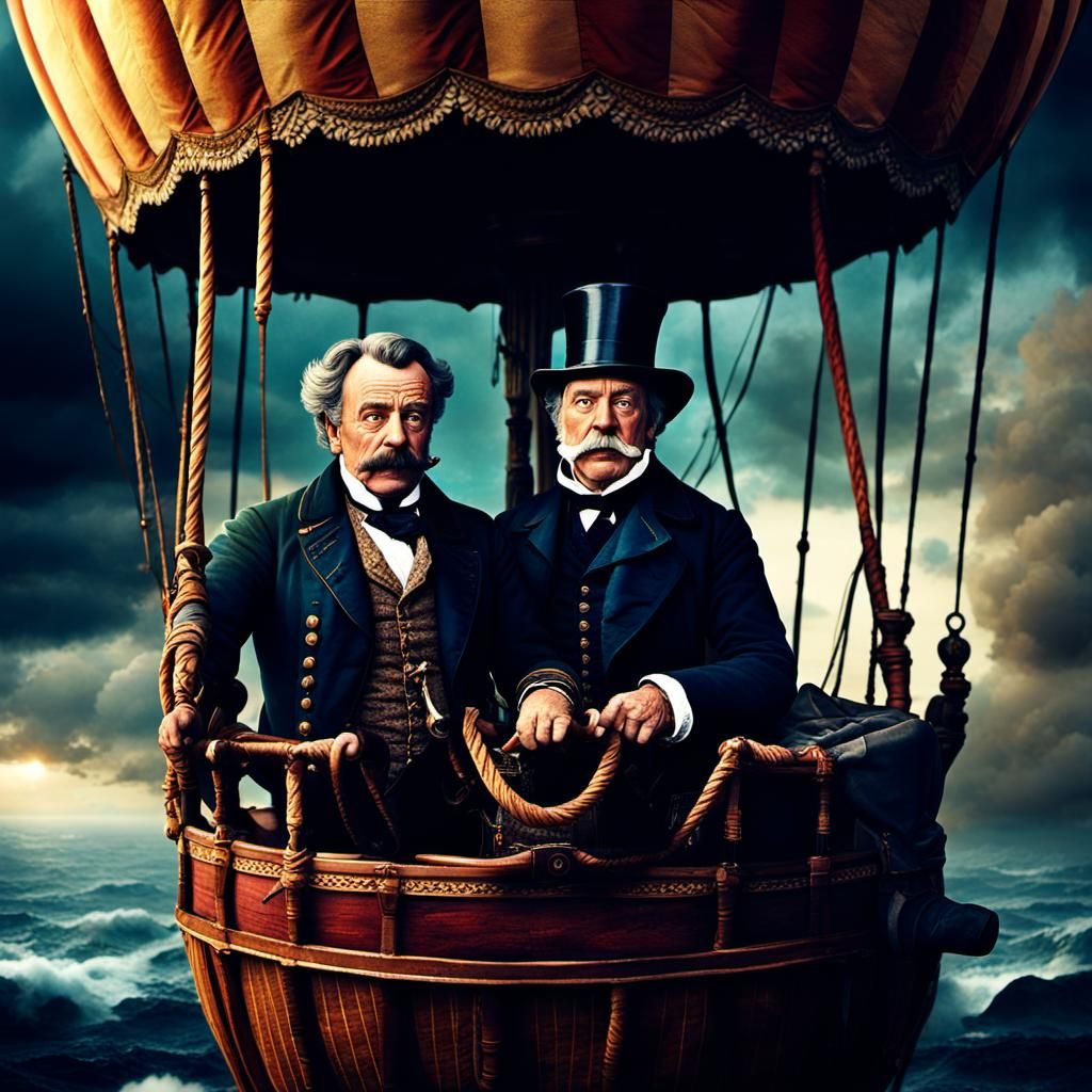 Phileas Fogg's Pacific Balloon Journey in Hyperrealism