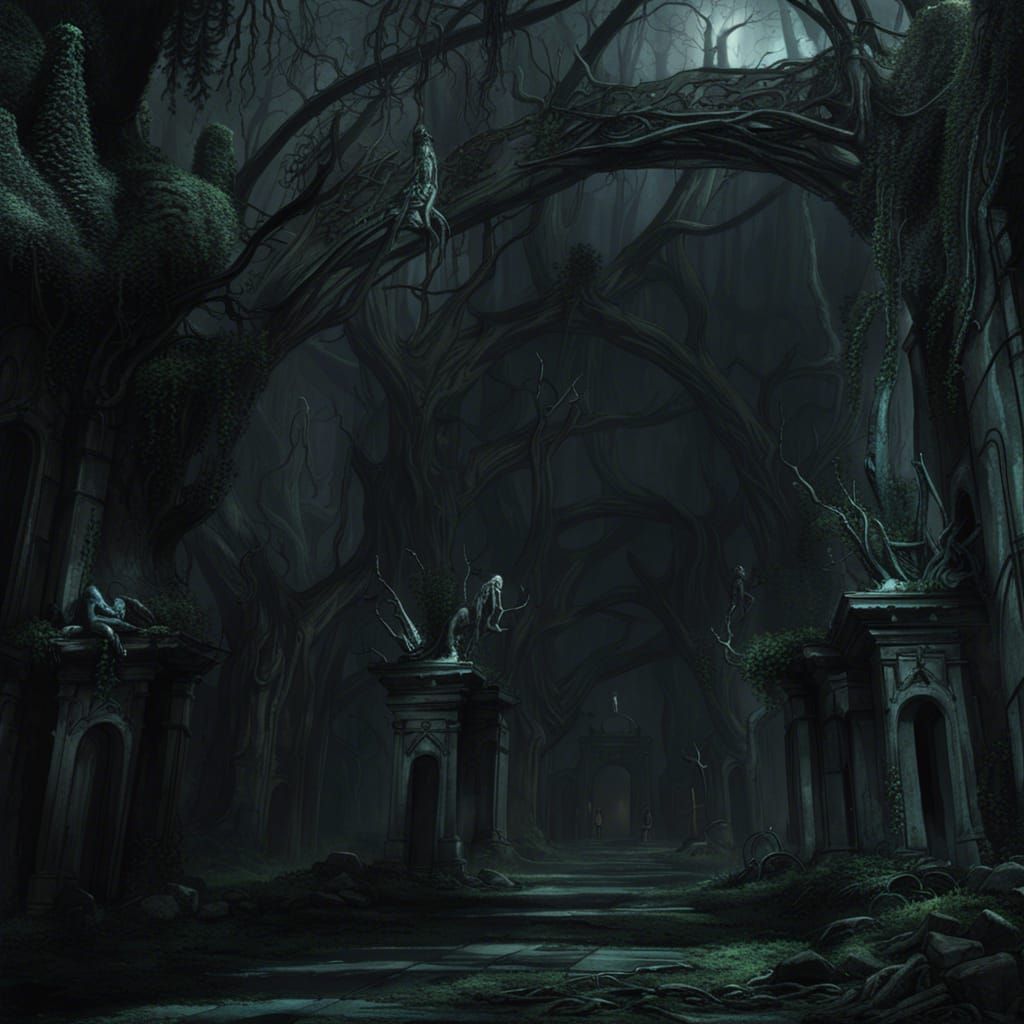 Eerie Necropolis: Matte Painting of an Underground Kingdom