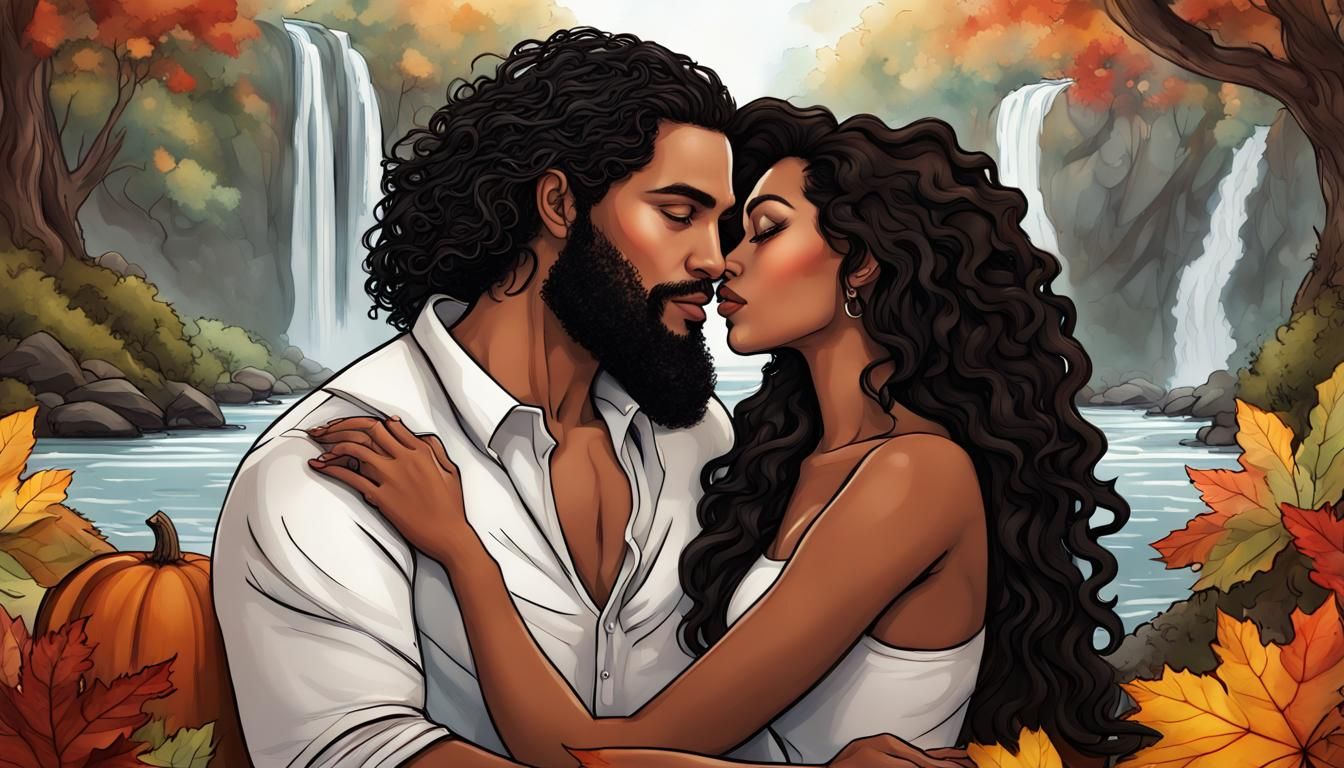 Thanksgiving Kiss in an Elvish Forest Painting