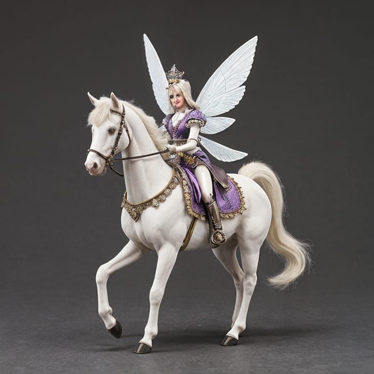 A miniature Lippizaner fairy horse with wings.