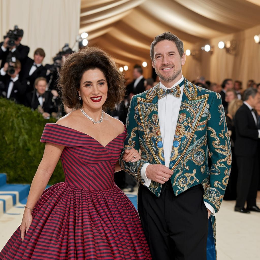 Elegant Couple in Vibrant Formal Attire