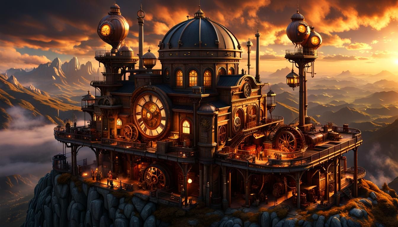Aerial Steampunk Theatre with Amber Lights
