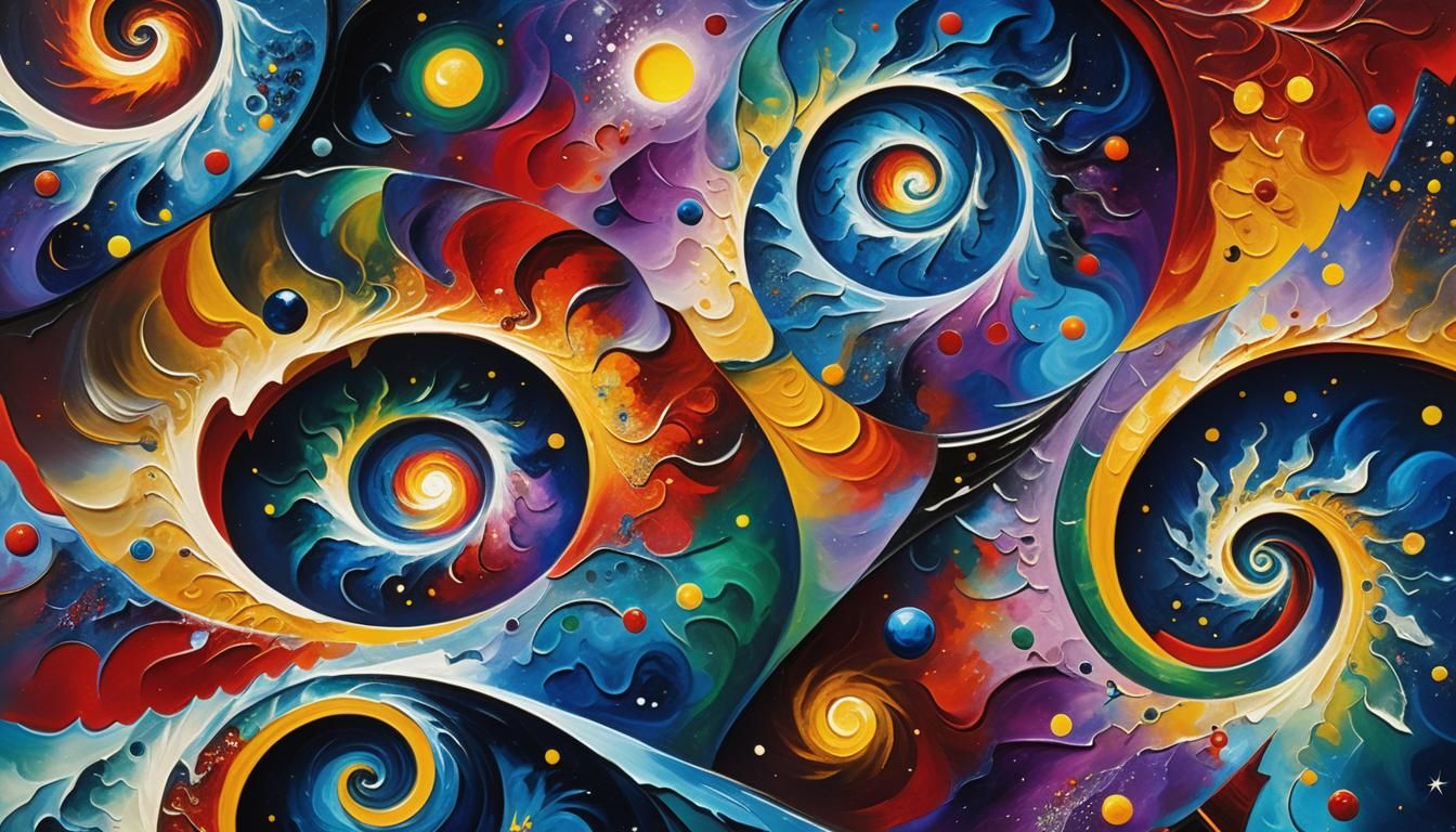 Magnetic Star Maelstrom Fractal in Impasto Oil Paint