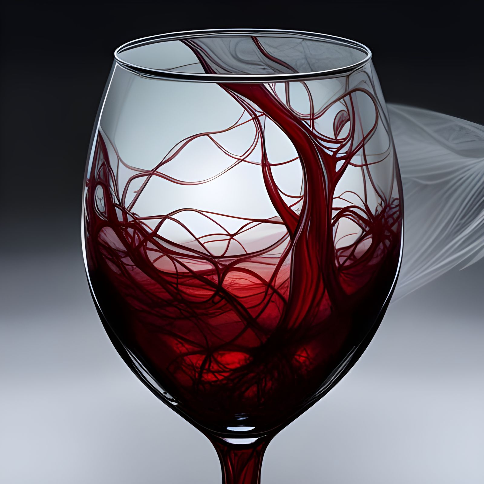 Hyperrealistic Red Wine Glass in Rococo Style
