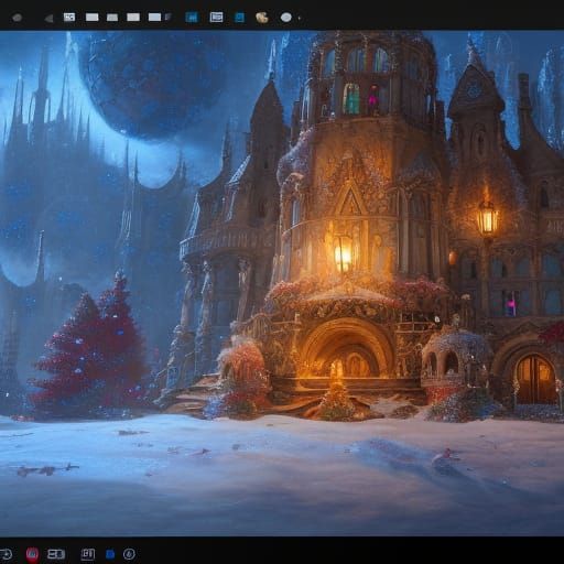 Festive Christmas Decorations in Detailed Matte Painting