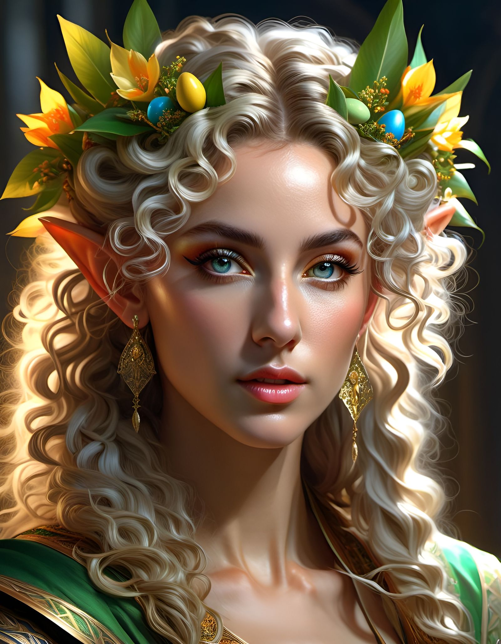 Detailed Easter Elf Portrait in Hyperrealistic Style