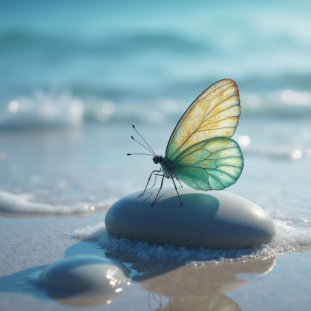 Sea Glass Butterfly by Calm Cerulean Ocean