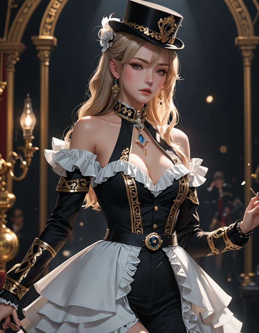 Ringmaster Ruffle Dress in 3D Anime Style