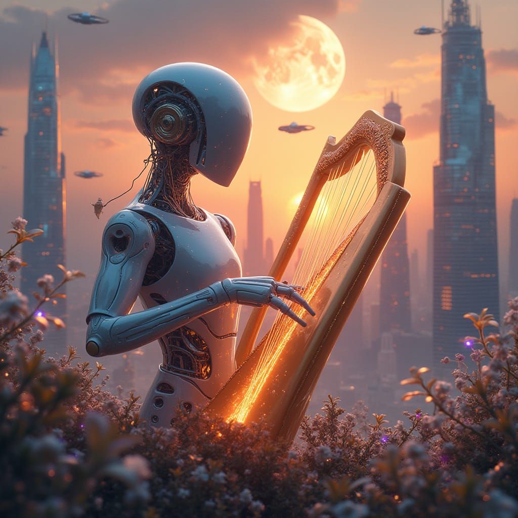 Cybernetic Serenade in a Futuristic Metropolis