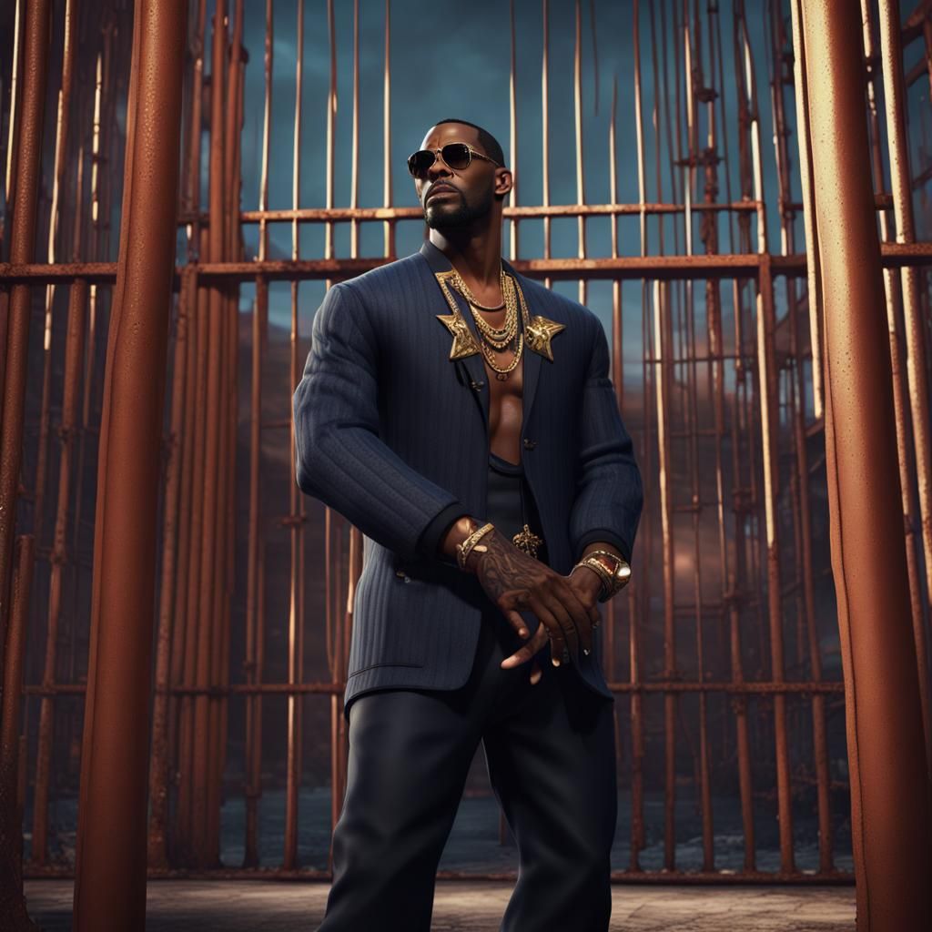 R Kelly Performs on Jail Yard as Matte Painting