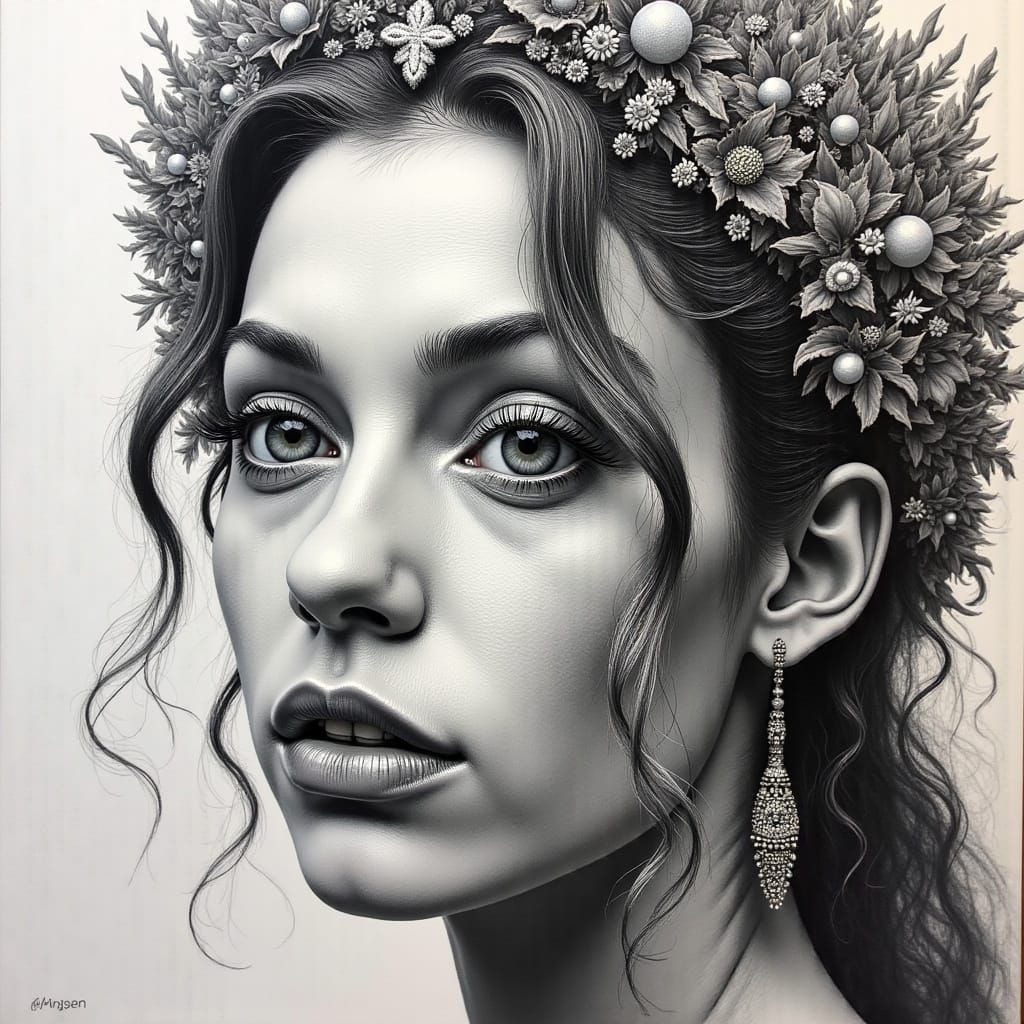 Princess Aurora in Intense Charcoal Portrait