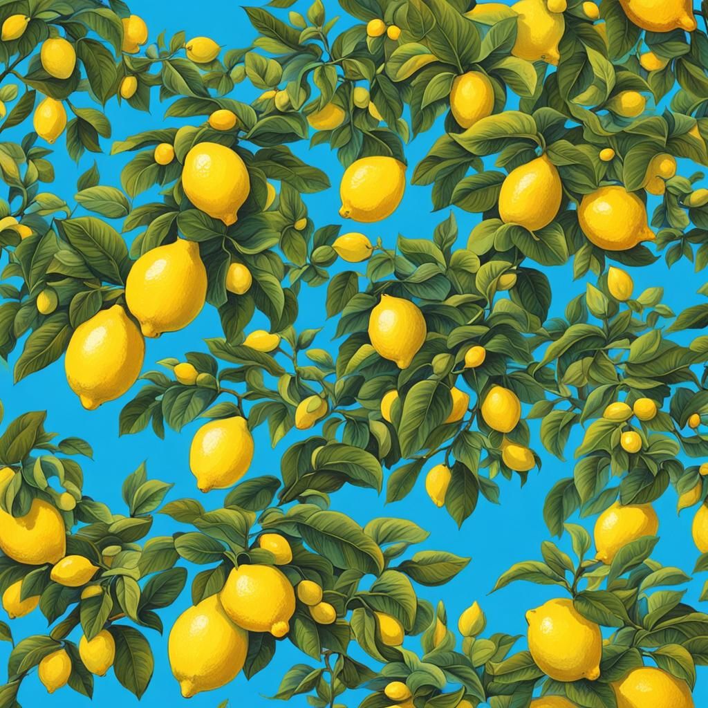 Surreal Lemon Tree Under Blue Sky