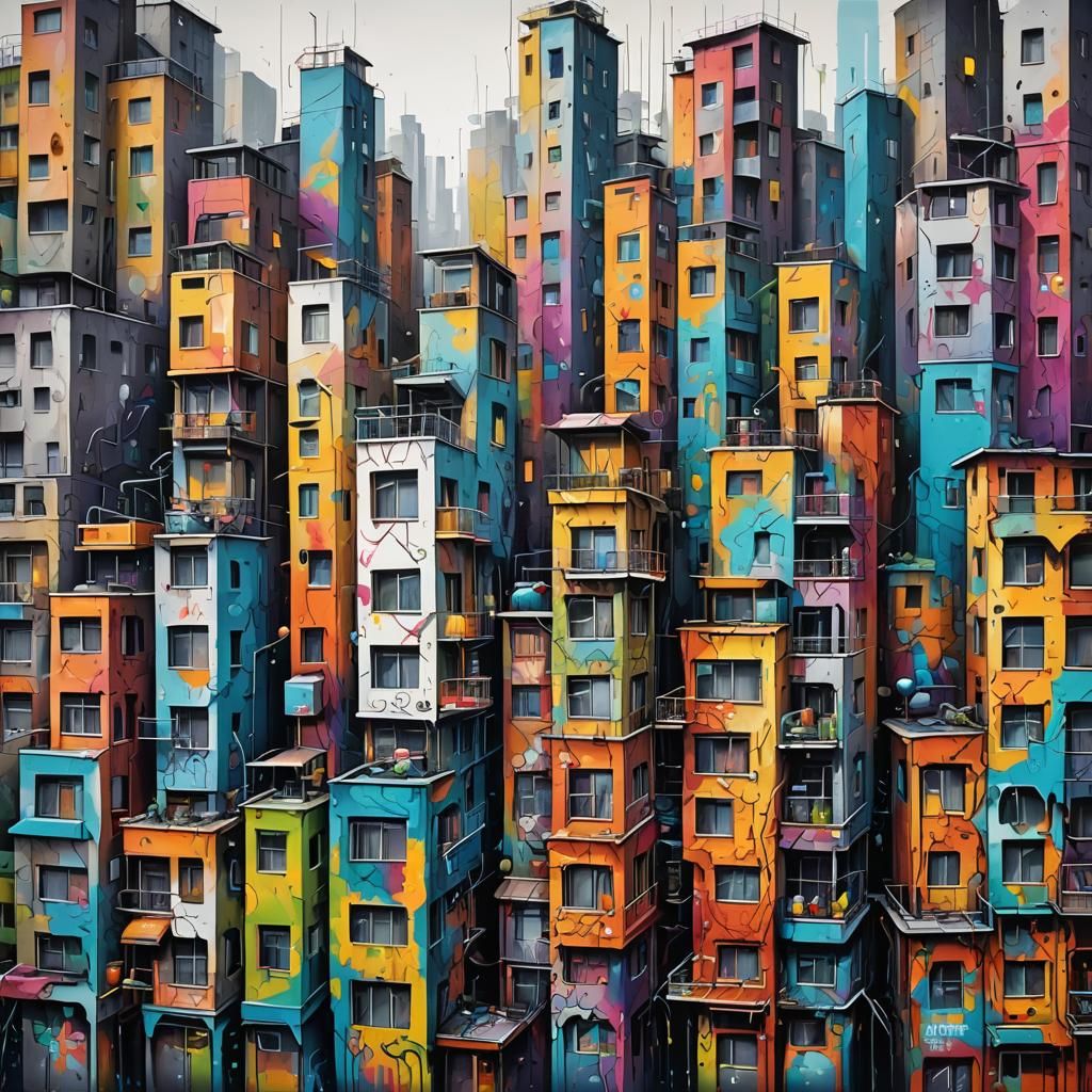 Underwater Alien Cityscape in Graffiti Splash Art Style