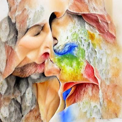 Watercolor Kiss: Man and Woman in Polished 8k