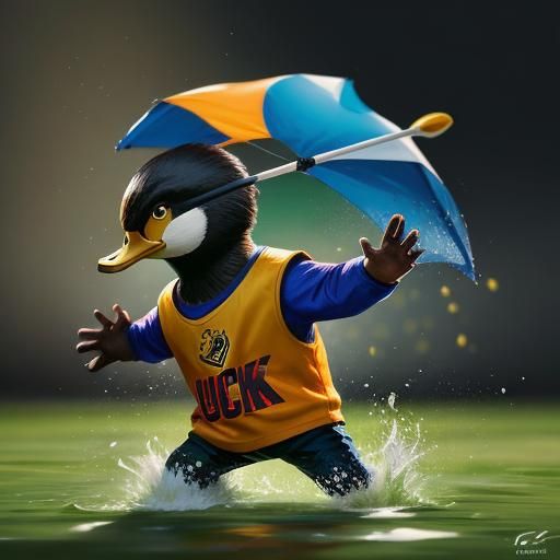 Hyperrealistic Duck in Splash Art Style
