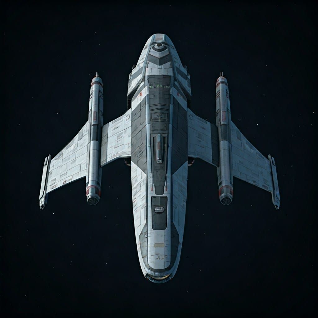 Sleek Futuristic Starship with Chevron Pattern