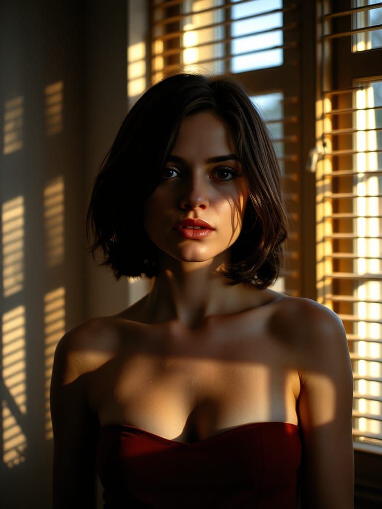 Brunette in Sunlight: Cinematic Film Still