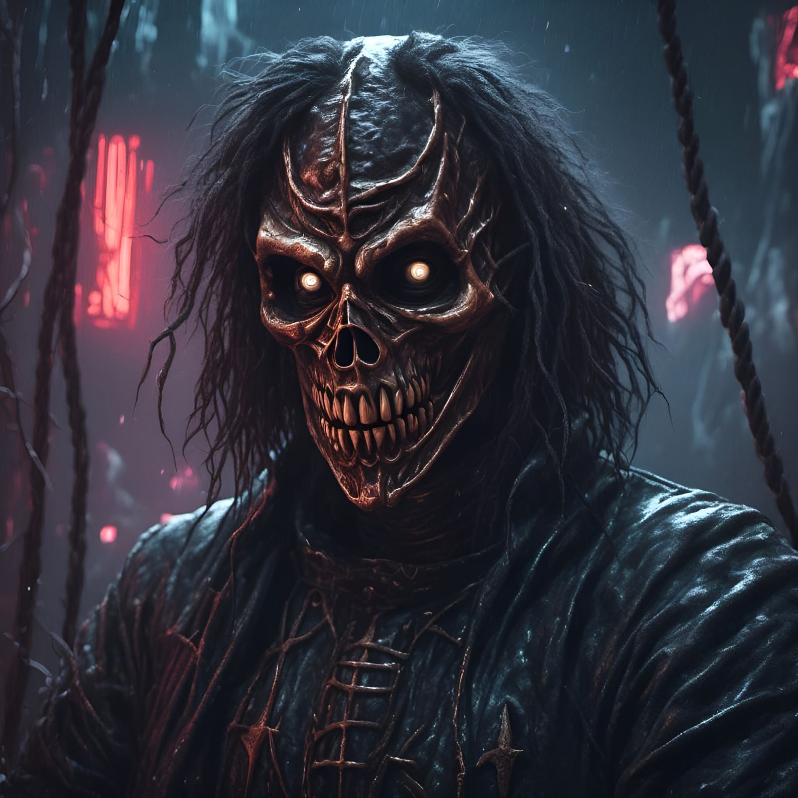 Menacing 1980s Horror Movie Villain Portrait