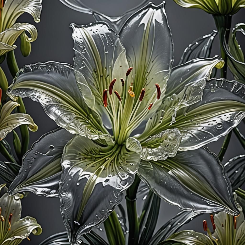 Hyperrealistic Glass Lily Flower in High Definition