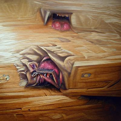 Detailed Oil Painting of a Bed Monster