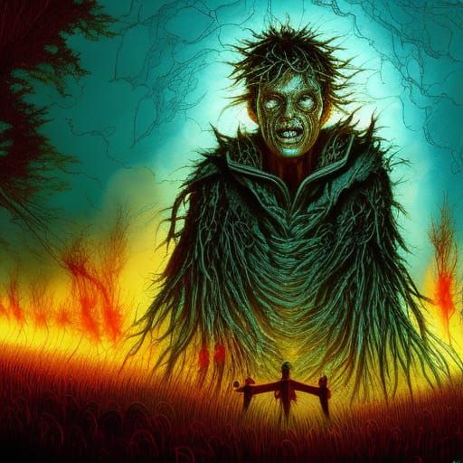 Fiery Dystopian Scene Inspired by Firestarter