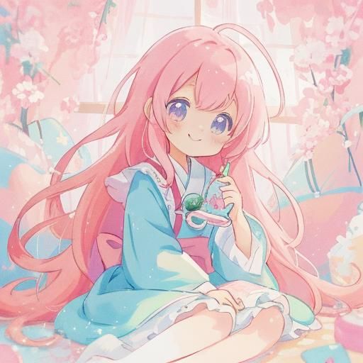 Anime Girl Portrait in Pastel Colors