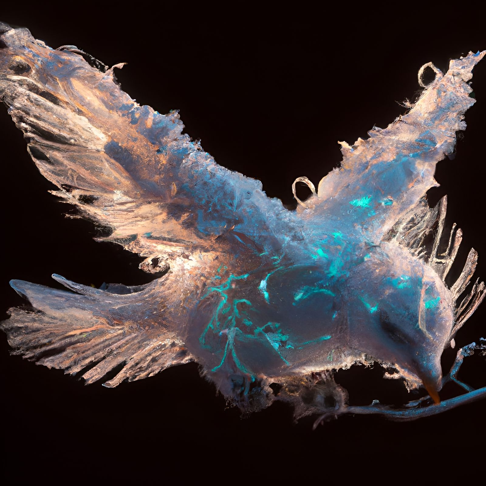 Bioluminescent Crystal Bird in a Digital Art Style
