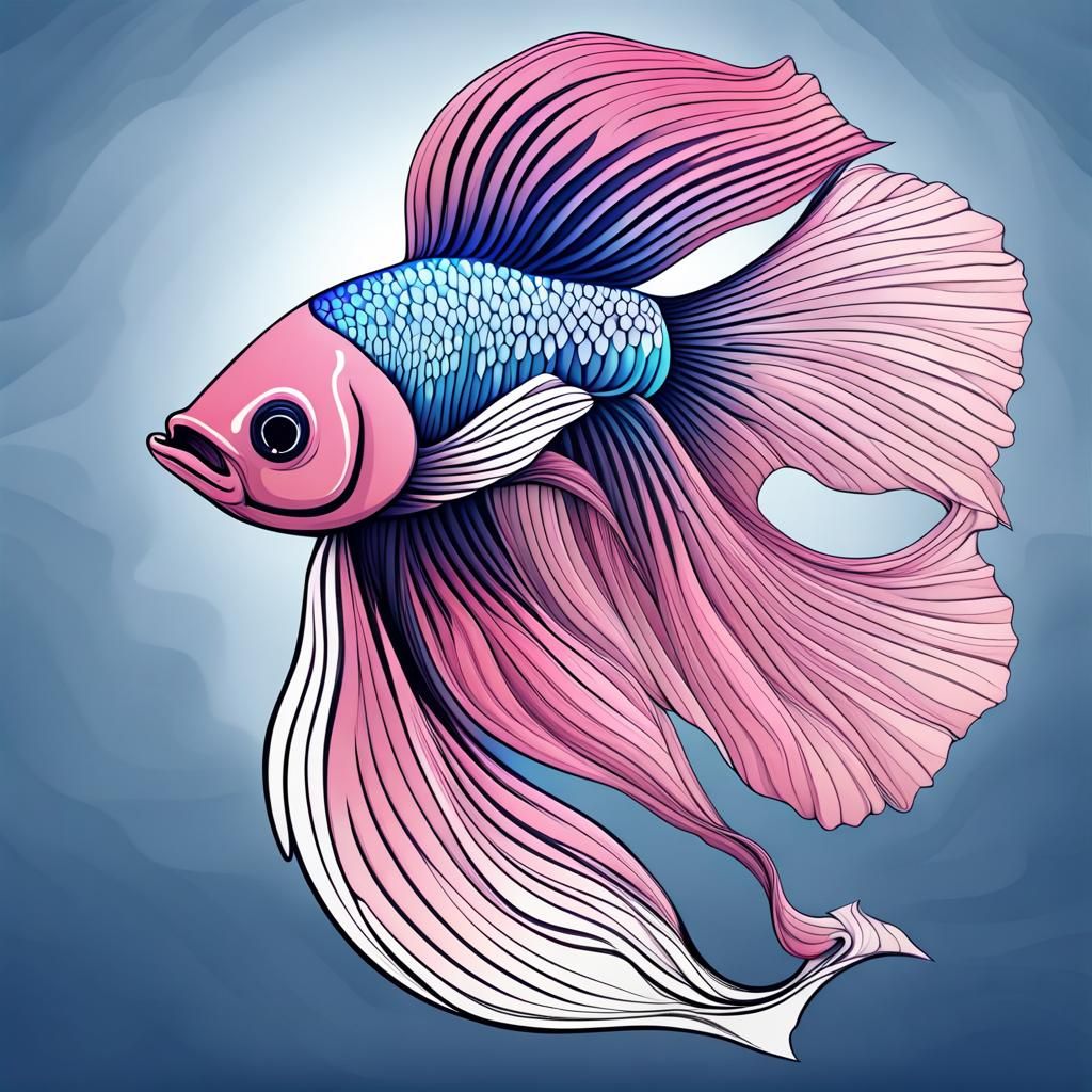 Striking Betta Fish with Abstract Fractal Design