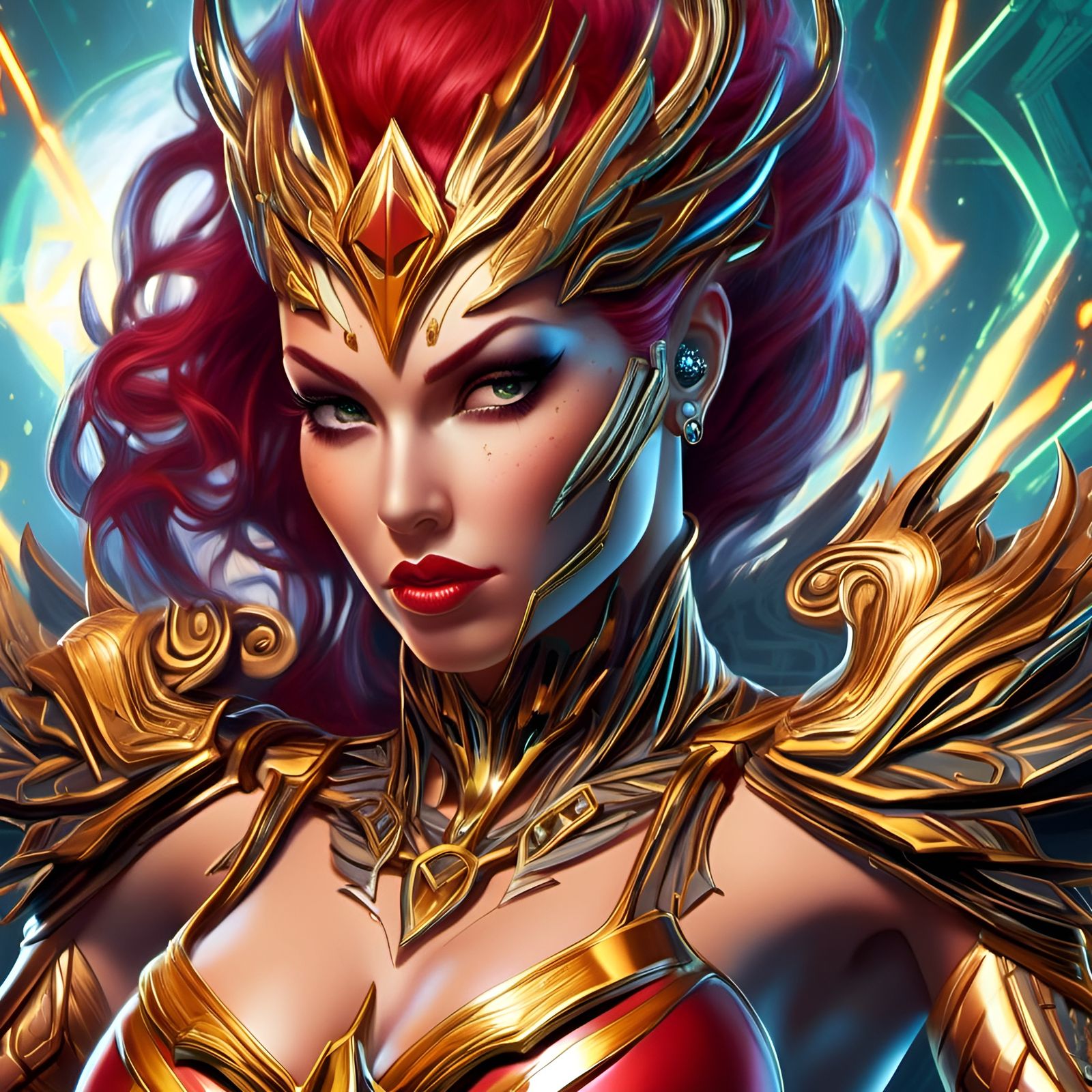 Tattooed Woman in Vibrant Comic Book Style