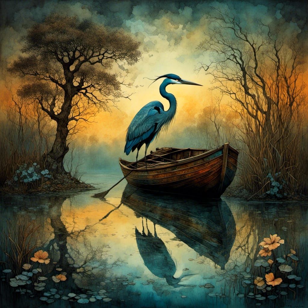 Heron in a pond