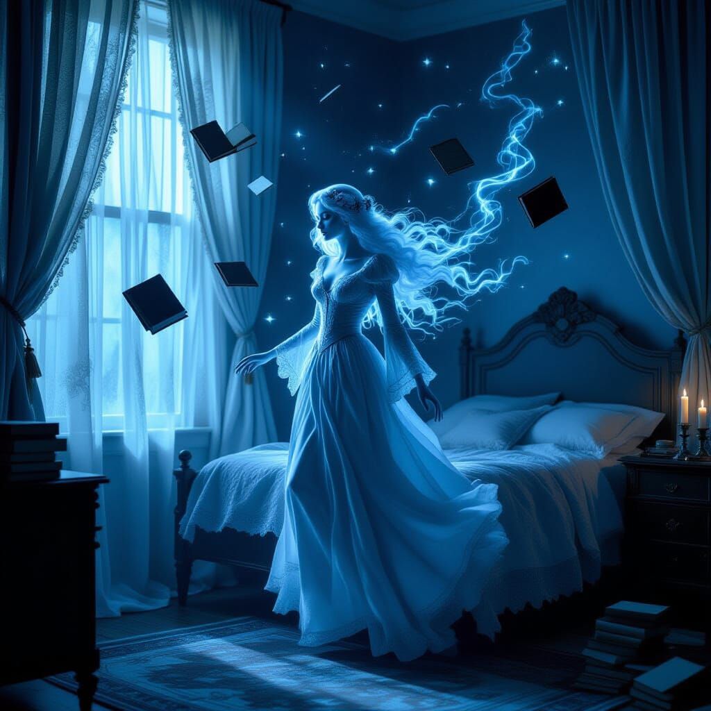 Ethereal Spirit in Victorian Bedroom