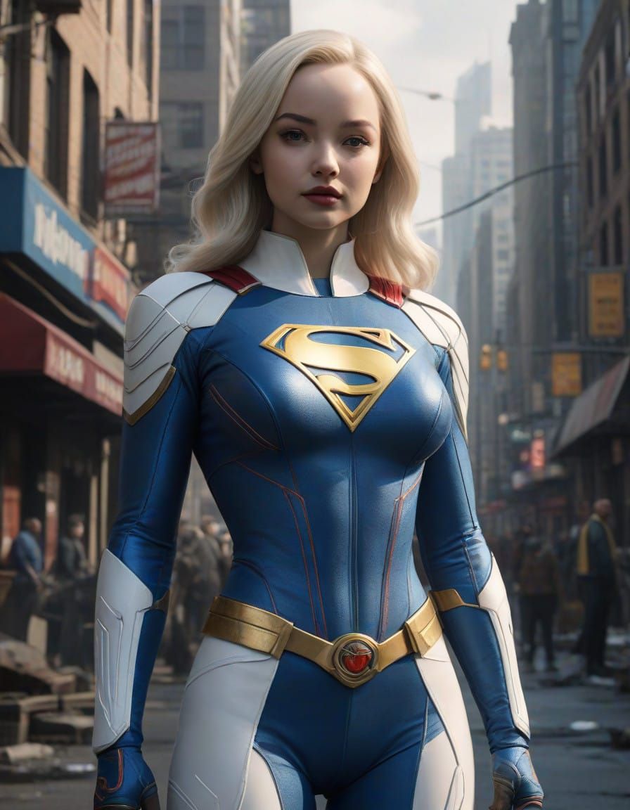 Dove Cameron as Power Girl in Epic Comic Book Art