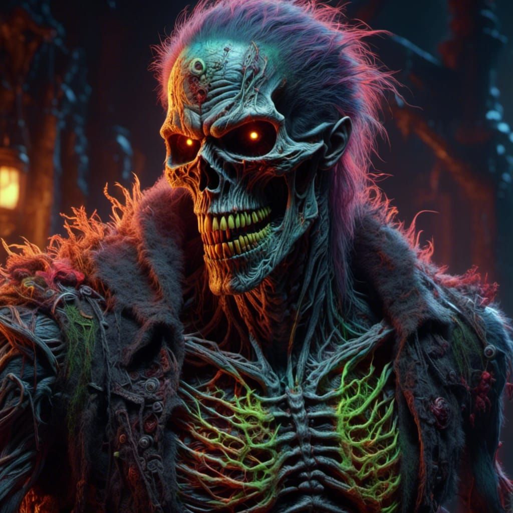 Decaying Zombie Portrait in Vibrant Fantasy Art