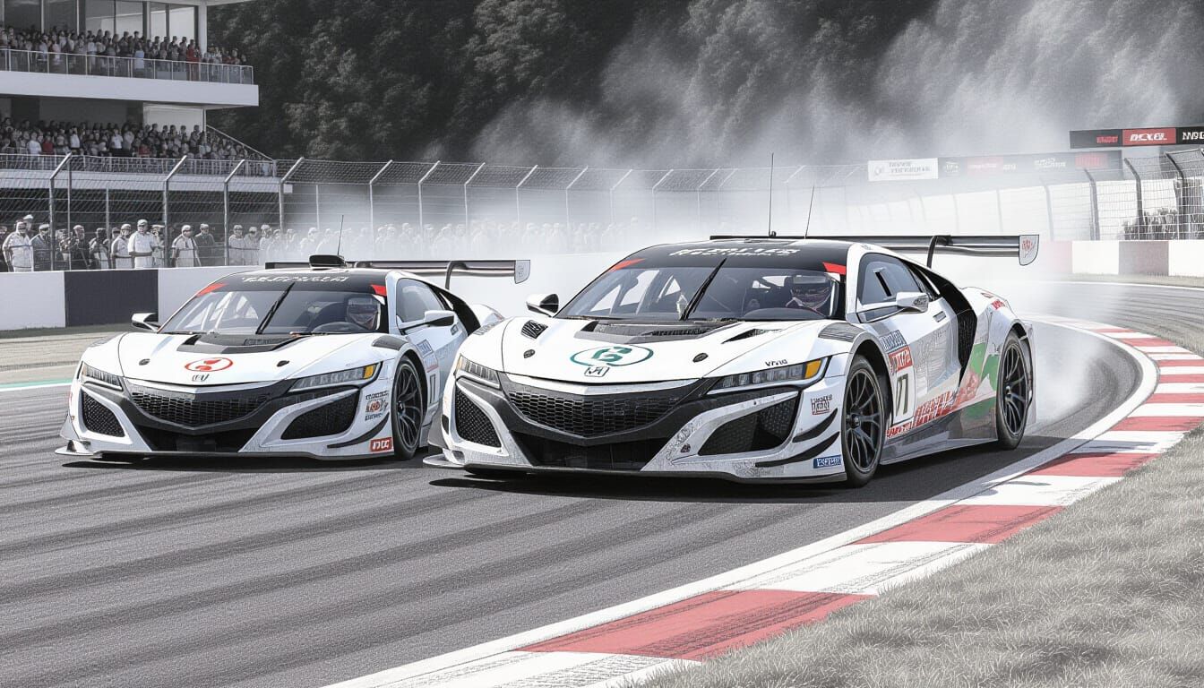 Saleem S7 and Honda NSX Race on Track in Charcoal