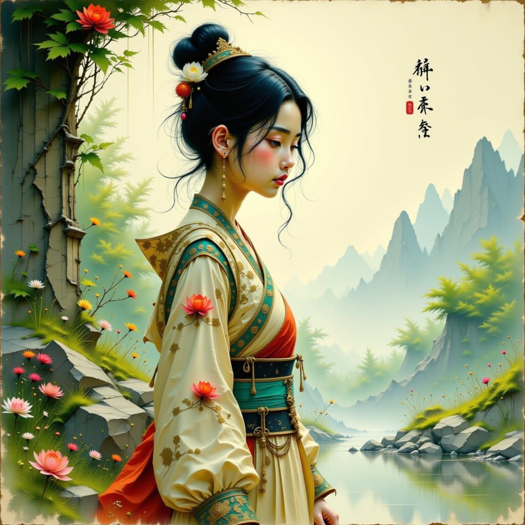 Ye Xian in Dreamy Landscape, Chinese Ink Wash Painting