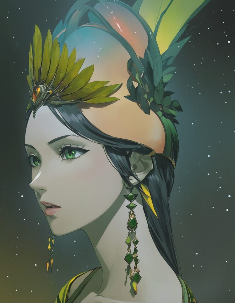 Anime Goddess in Emerald Armor