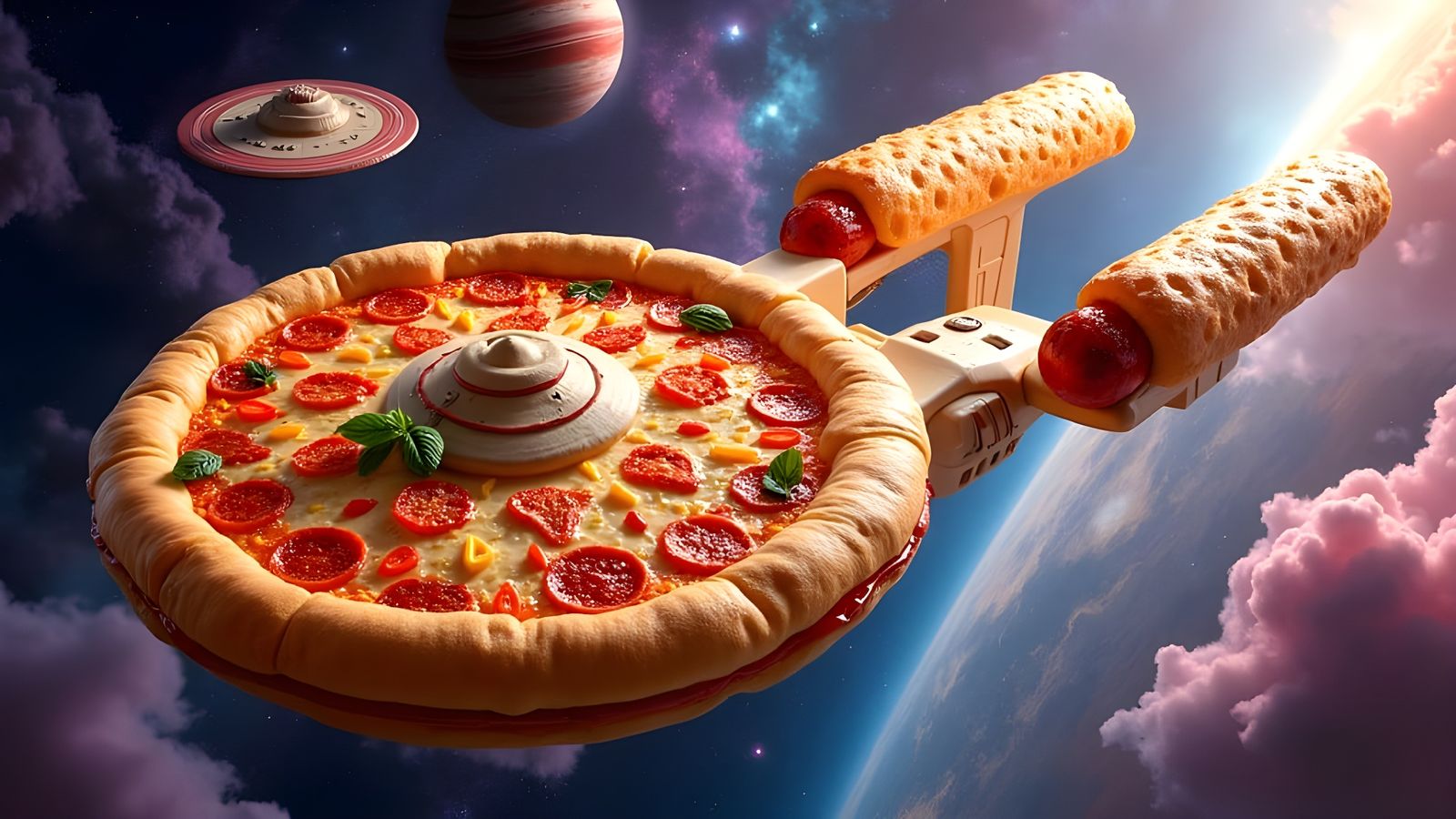 Surreal Pizza Enterprise in a Fantastical Food Landscape