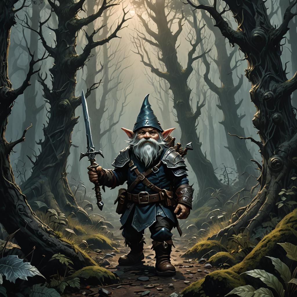 Gnome Ranger in Dark Fantasy Forest