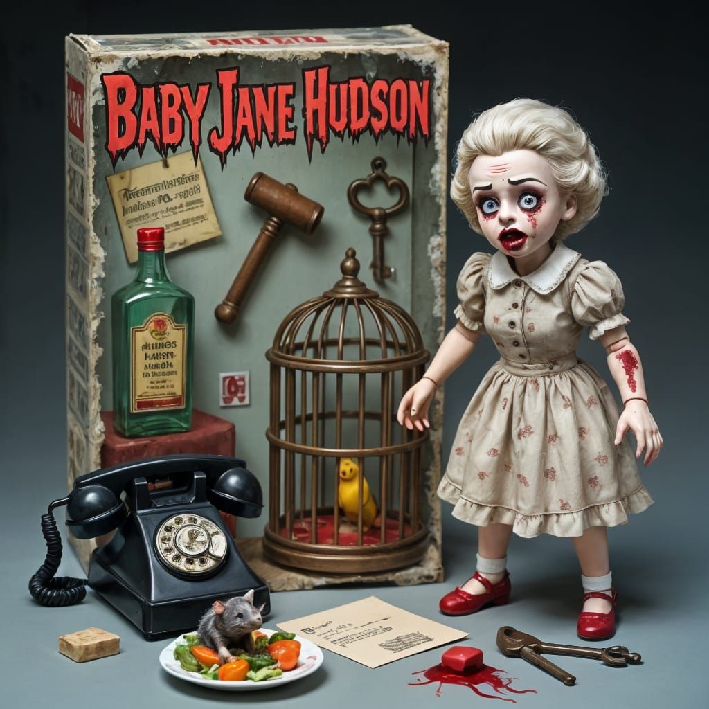 Creepy Baby Jane Hudson Horror Action Figure in Antique Glam...