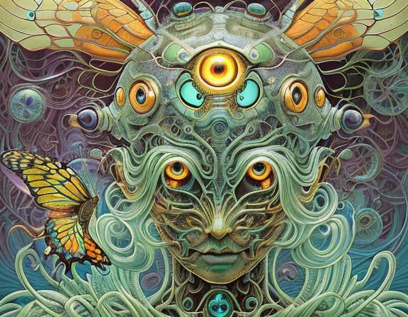 Biomorphic Cyborg Butterfly Child Portrait