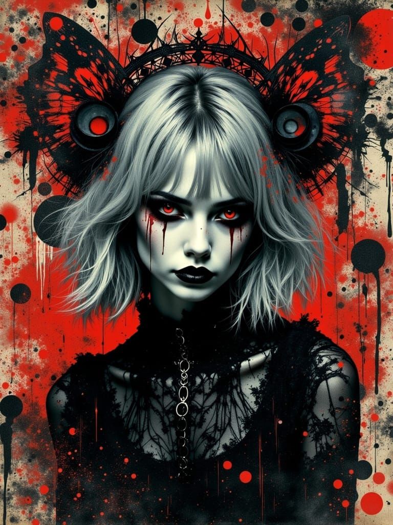 Gothic Abstract Portrait of a Melancholic Woman
