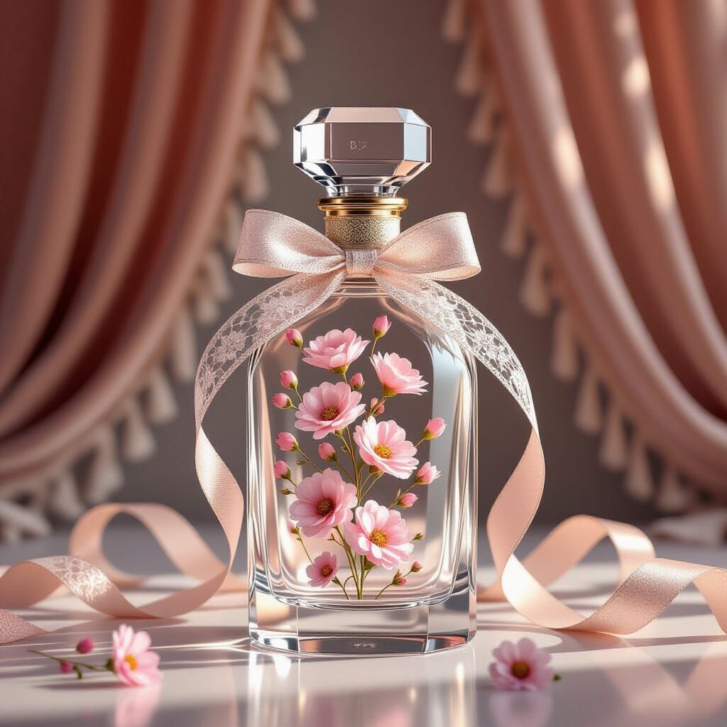 Luxurious Glass Bottle with Lace and Flowers