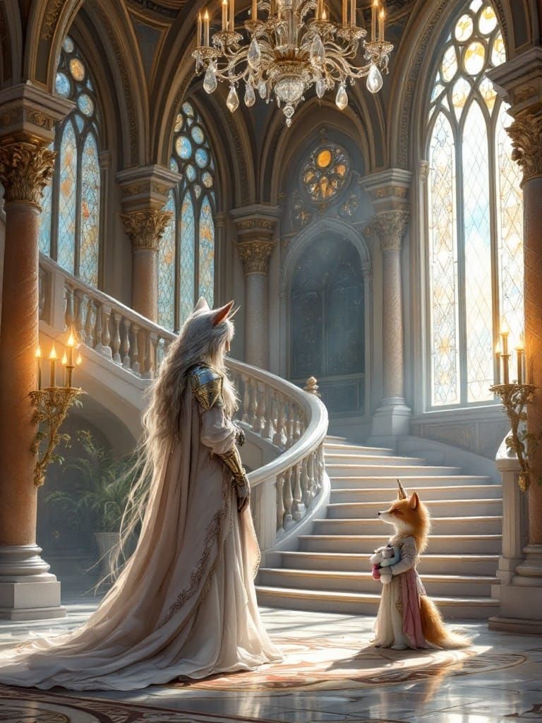 Elegant Hyperrealistic Castle Scene in Dreamlike Anime Style