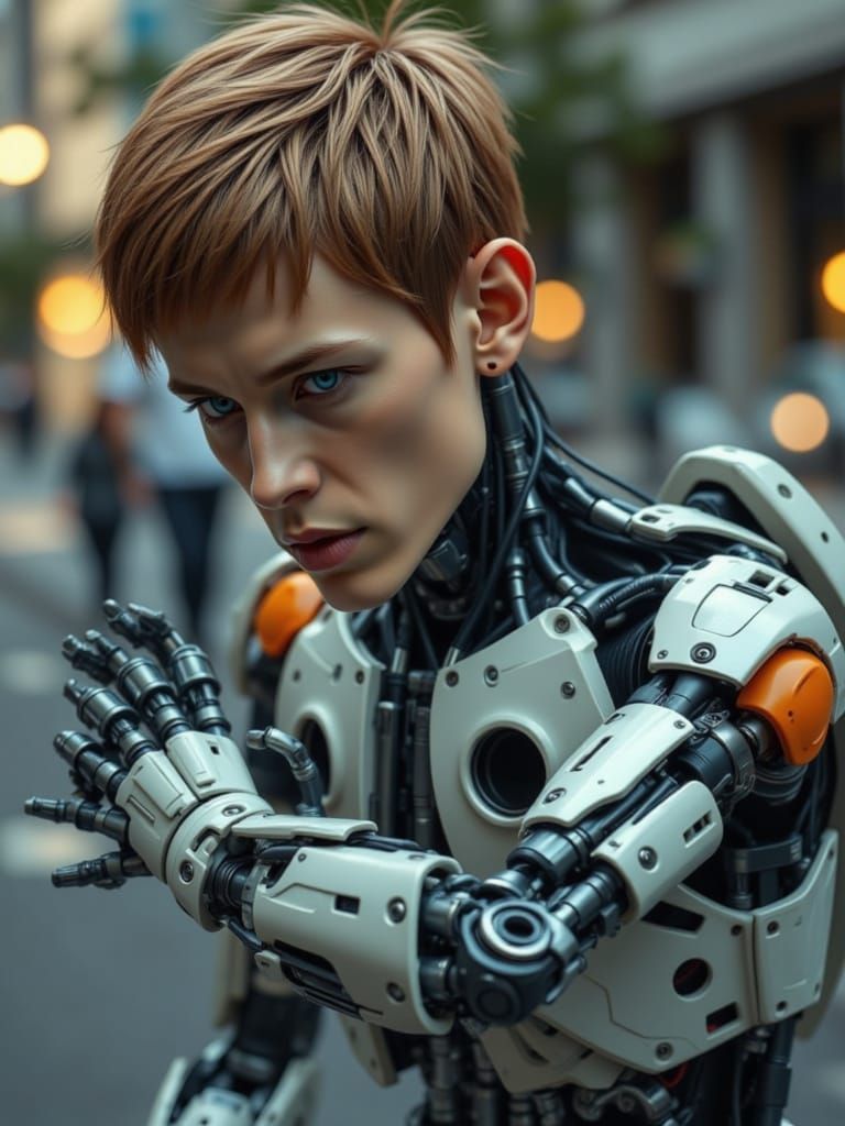 Biopunk Cyborg with Cybernetic Implants