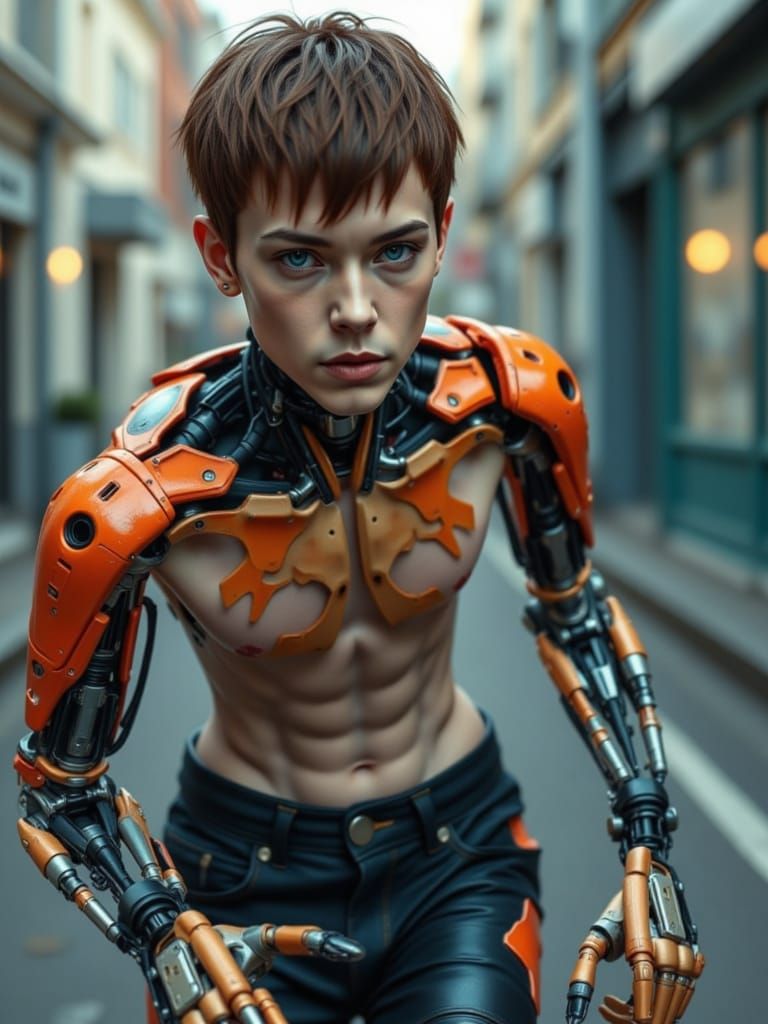 Biopunk Cyborg with Mechanical Enhancements